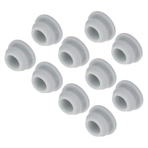 Image of MECCANIXITY 10pcs Silicone Snap in Locking Hole Plugs,8.5mm /0.3 Inch Mounting Diameter Narrow Groove Width 2mm Panel Seal Cover Round for Kitchen Bulkheads Waterproof Sealing Plugs Grey