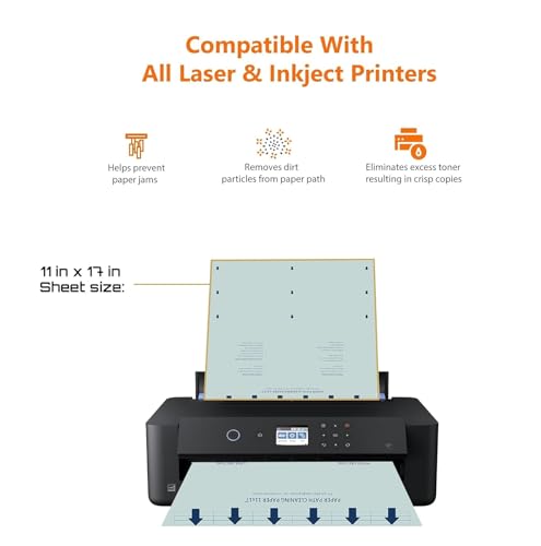 Image of Ledger /Tabloid Size Laser & Inkjet Printer Cleaning Sheet (11 x 17 Inches) 5 Sheets