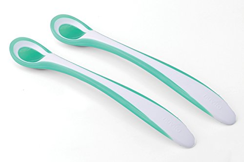 Nuvita 8485 EasyEating - Set 2 Cucharas Termosensibles para Bebés - Silicona Bebe Súper Suaves - Sensor de Temperatura Cambio de Color - Mango Antideslizante - Primeras Comidas -Diseño Italiano(Verde) Cover