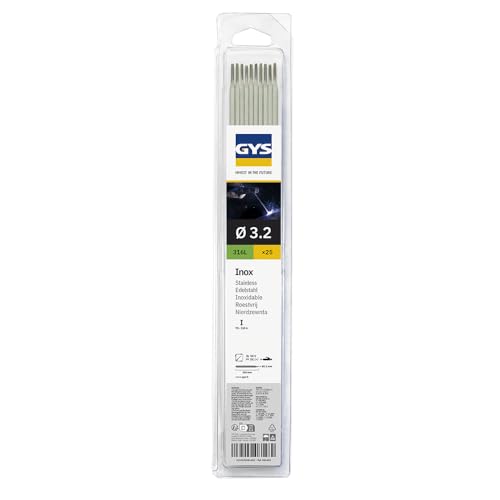 GYS, Métal d'Apport MMA, 25 Baguettes/Électrodes de Soudage Enrobées Rutilo-Basique E316L Ø 3,2 mm x 350 mm, Blister, Pour Soudage Inox Toutes Positions...