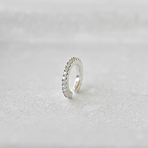 Handmade Cuff Earrings For Women - Sterling Silver Cuff Earrings For Non Pierced Ears - Silver Cuff Earrings With White Cz - Tiny & Delicate Clip On Cartilage - 1 Unit #TOP2