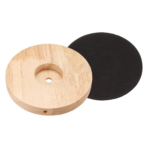 150mm Wooden Lamp Base, Round Solid Wood Lamp Base, Wooden Stand Holder with Cable Pass-Through Hole for Desk Lighting Night LED Light DIY Craft Project