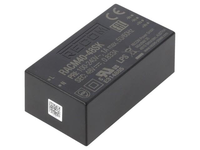 RACM40-48SK-T Netzteil: Impuls offen 40W 120-370VDC 80-264VAC OUT: 1 48VDC RECOM