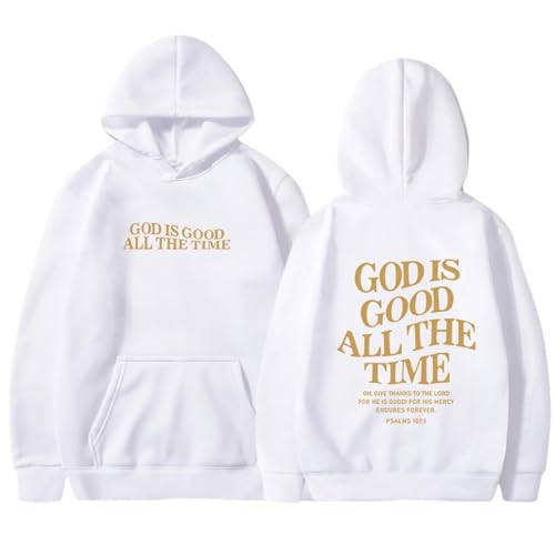 Christian Sweatshirts for Women God is Good All The Time Hoodie Religious Christian Tops Loose Fleece Sweater Cute Clothes