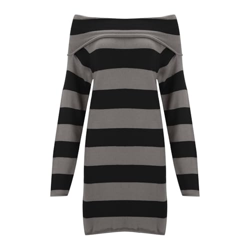 Robe pull tricotée à col asymétrique idéale pour vos sorties citadines chic - 3