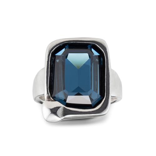 UNO de 50 - Anillo Colección Descatalogado para Mujer, Plata 925, Color Azul, Talla 15, Fabricado en España