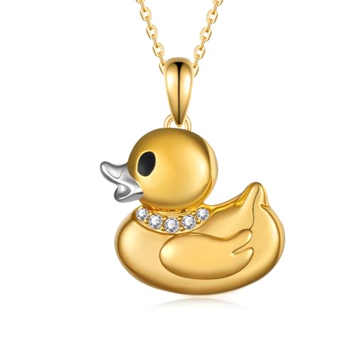 Duck Gifts 925 Sterling Silver Duck Pendant Necklace Animal Jewelry Gifts for Women