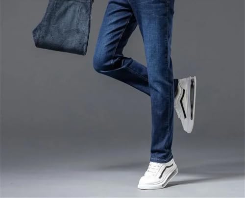 Men's Thickened Fleece Straight-Leg Jeans, Business Casual Plus-Size Warm Cotton Trousers3