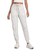 CRZ YOGA Lightweight Workout Joggers for Women 28.5' High Waisted Outdoor Running Casual Track Pants with Pockets Milky White (Bone) Medium