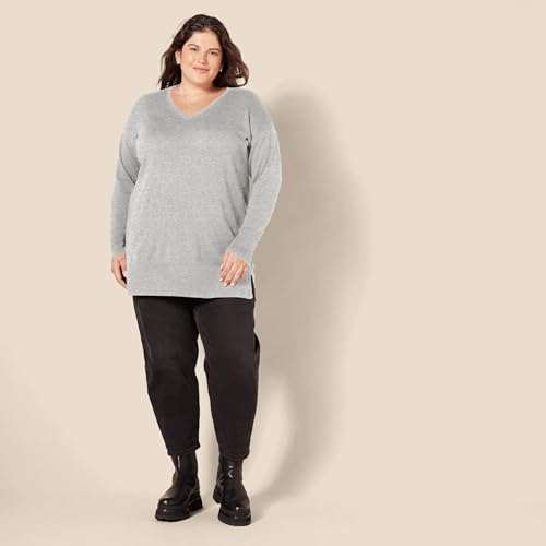 Image of Amazon Essentials Women's Lightweight V-Neck Tunic Sweater, Long Sleeve, Ribbed (Available in Plus Size)