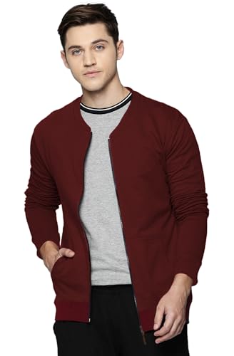 Image of LEOTUDE CASUAL JACKET For Men's Loopknit Regular Fit Full Sleeve Zipper Bomber Jacket for men (Color: Black)