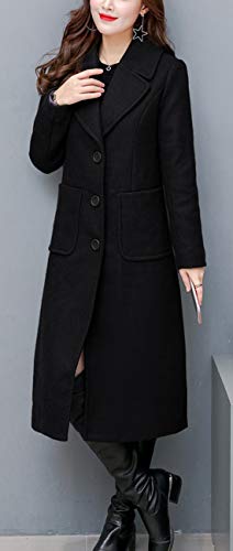 Chouyatou Women'S Big Notch Lapel Single Breasted Mid-Long Wool Blend Coat thumb #2