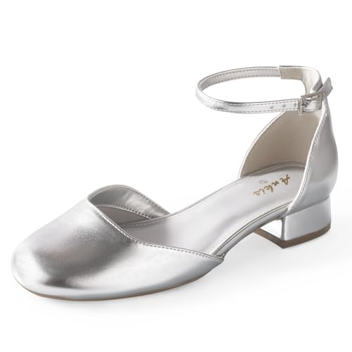 Image of Ankis Round Closed Toe Heels for Women, Low Block Heel Dress Shoes