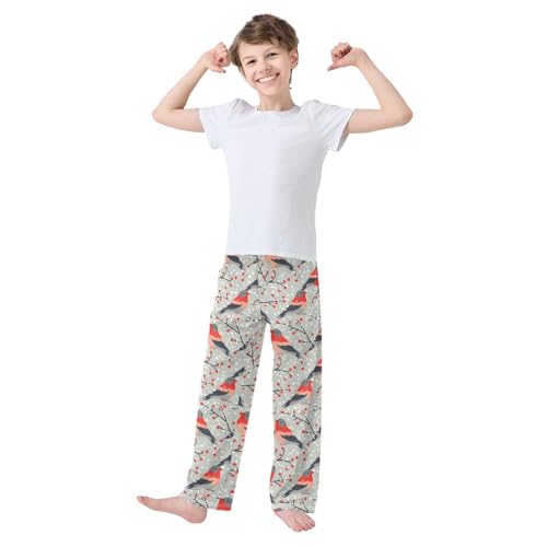 Pajama Pants Red Birds Berries PJ Bottoms Sleepwear Lounge Sleep Pant with Pockets2