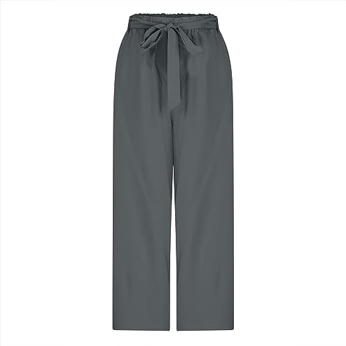 Women's High Waist Wide Leg Pants Casual Dressy Drawstring Palazzo Pant Relaxed Solid Straight Trousers with Pockets2
