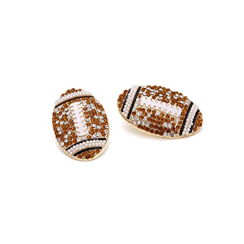 Football Earrings for Women, Beaded Football Stud Earrings for Womens, Cubic Zirconia Football Sports Ear Studs, Cute Football Jewelry -s Funny Earrings2