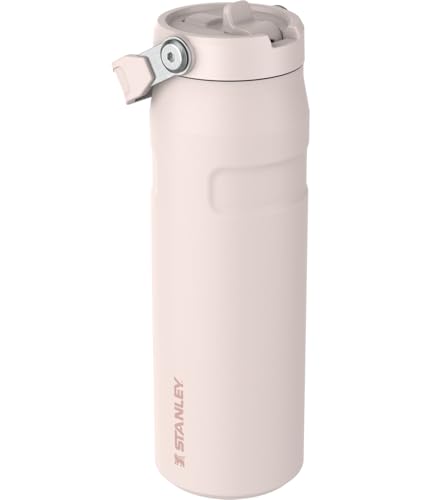 Image of Stanley IceFlow Flip Straw 2.0 Water Bottle 24 oz | Built-In Straw with Larger Opening | Lightweight and Leak Resistant | Insulated Stainless Steel | BPA-Free | Rose Quartz