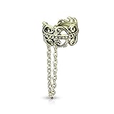 Pierced Owl Piercing para cartílago de filigrana con corazón celta y cadena colgante (tono dorado)