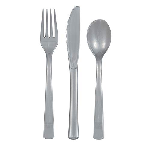 Unique-UK-39506-Silver-Assorted-Reusable-Cutlery-Set-18-Pcs-Pack-of-18