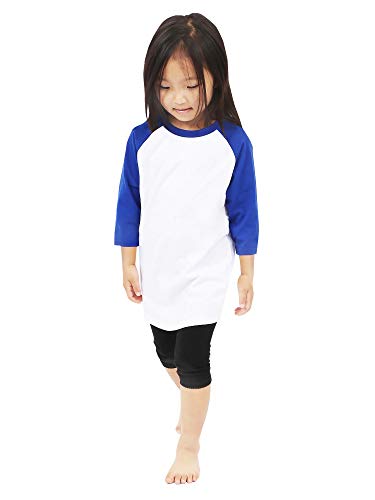 Hat and Beyond Kids Raglan 3/4 Sleeves Baseball T Shirts Baby (X-Small / 3-4 Yrs 4T, 5ks01_White/Royal Blue)