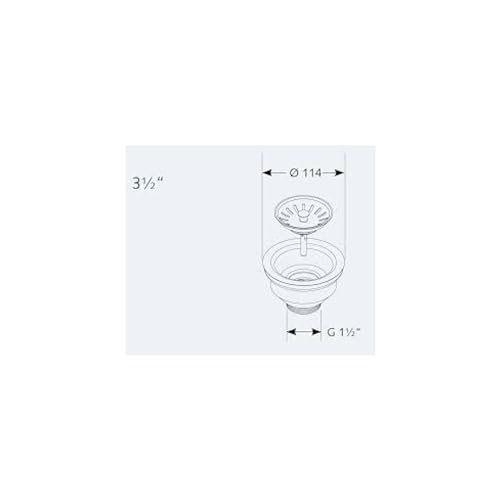 tecuro Spülen-Siebkorbventil 3 1/2 Zoll mit herausnehmbarem Siebkorb aus Edelstahl für Küchensiphons, Komplettset mit Montageschlüssel