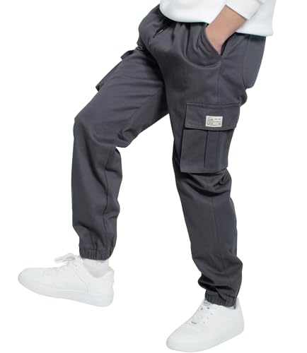 TLAENSON Boys Cargo Joggers Pants Elastic Waist Casual Jogging Trousers Bottom for Kids 6-16 Years2