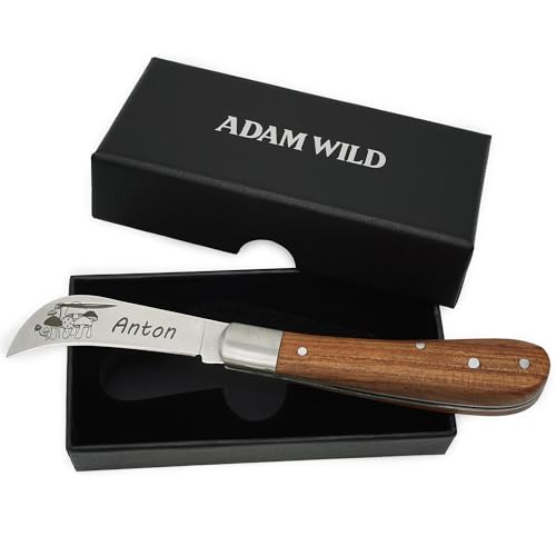 ADAM WILD Pilzmesser mit Gravur | personalisiertes Geschenk für Pilzsammler
