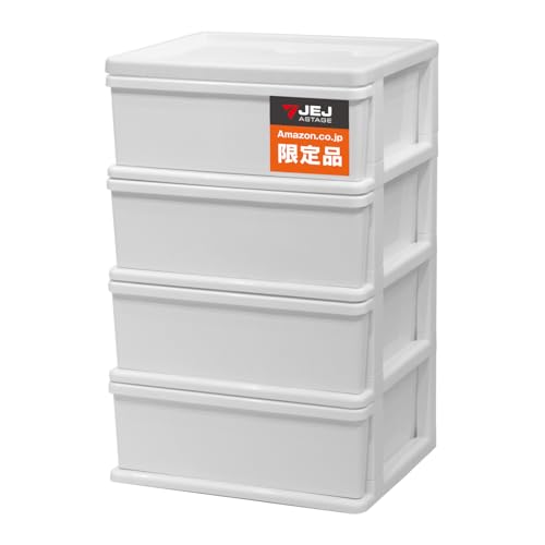 【Amazon.co.jp 限定】JEJアステージ(JEJ Astage) 収納チェスト シーズワイド 4段 ポリプロピレン (PP) プラスチック天板 ホワイト/ホワイト 日本製 簡単組み立て 幅54cm×奥行40cm×高さ83cmのサムネイル