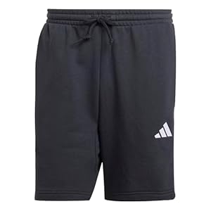 adidas Men's Essential Three Stripes French Terry Short, Black/White, M