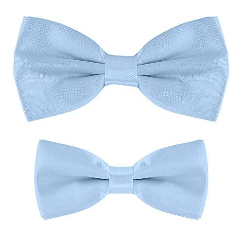 MASADA Ensemble de nœuds papillon père-fils DonDon en look partenaire, déjà attaché et ajustable - Bleu Clair Cover