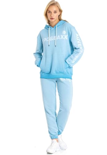 Cipo & Baxx Damen Jogginganzug WLR148 Türkis Zweiteiliges Set aus Kapuzenjacke und Jogginghose mit modischem Design hohem und sportlich-femininer Passform - WLR148 Türkis M