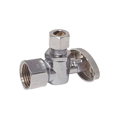 Image of Eastman 3 /8 Inch FIP x 3 /8 Inch OD Compression Quarter Turn Angle Stop Valve, Brass Plumbing Fitting, Chrome, 10731LF