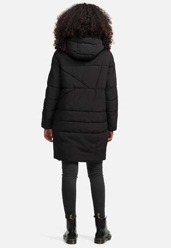 Navahoo Damen Wintermantel warmer Steppmantel mit Kapuze Bliblablubb 14 Black Gr. XL