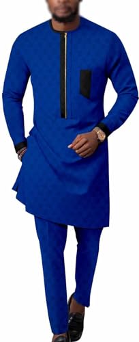 Ensemble africain homme 2 pièces avec chemise slim et pantalon pour fêtes traditionnelles