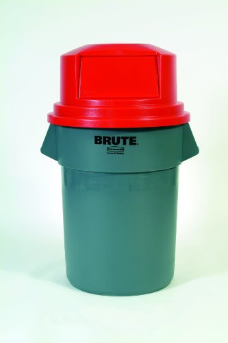 Image of Rubbermaid Commercial Products Brute HDPE Round Dome Top, Red Waste Lid for BRUTE Trash Cans 55 Gal