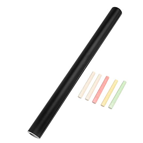 Image of Wishave Removable Chalkboard Contact Paper Roll With 5 Colorful Chalks, Self-Adhesive Blackboard Sticker Wallpaper Decal For Home, School, Office,Black 78.7 inch X 17.5 inch - Polyvinyl Chloride