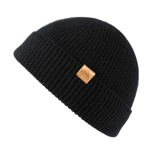 TOP-EX Merino Fisherman Beanie Schwarz