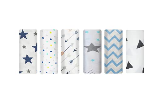Image of swaddle blanket Pure Cotton Muslin Baby Swaddle Blanket, Wrap Cloth Cotton Swaddle for Newborn Baby Girl's and Boy's Soft Premium Cotton Swaddle Blanket-Pack of 6 with Size 120X100 CM - Star Prints