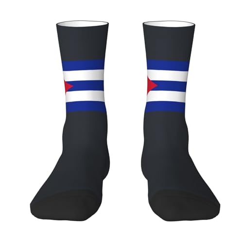 Ghnnmg Calcetines unisex con estampado de bandera cubana a media pantorrilla, calcetines para correr, transpirables, informales, para adultos