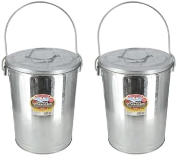 All States Contenedor de almacenamiento galvanizado de 6 galones, paquete de 2