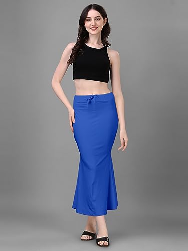 Image of Women's Saree Shapewear Petticoat, Cotton Blend Stretchable Mermaid Skirt, High Waist Tummy Control, Smooth Curve Fit with Adjustable Drawstring