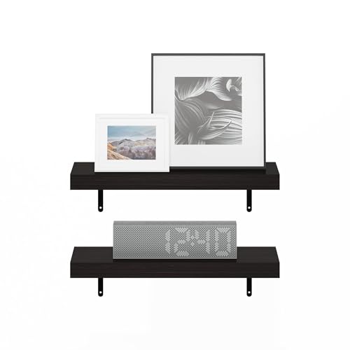 Image of Furinno Tanna Floating Shelves for Wall Set of 2, 22-Inch Wall Shelf, Triple Thick Floating Mounted Shelf, for Bathroom, Home Office, Living Room, Tobacco Oak