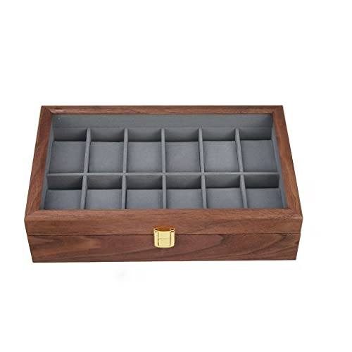 ZAIZAI 12 Malla de Madera Caja de Reloj Caja Caja de Almacenamiento Caja de joyería Mostrar Caja de Reloj for visualización de Reloj (Color : A, Size : As The Picture Shows) Cover