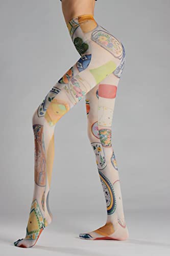 Image of Sahabowi Women's Sheer Tights, Digital Print Designs Stockings