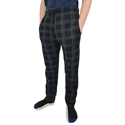 Hazy Blue Mens Premium Pyjamas With Pockets Ultra Soft Flannel Checked Bottoms Fleece Pyjamas Loungewear PJs Sleepwear (L, Grey) Cover