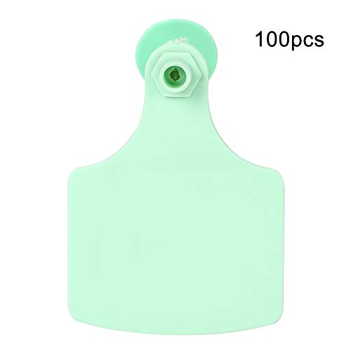 100pcs家畜数earタグラベルマーカーアクセサリー豚羊羊動物 (Extra large green wordless beef ear tag 100*75mm)
