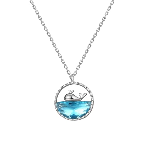 VIEN Blue Sea Zircon Whale Pendant Titanium Steel Chain Zircon Necklace Women Girl Cubic Zirconia Silver Plated Stainless Steel Necklace (B0D6GBSF8X) Amazon Price History, Amazon Price Tracker