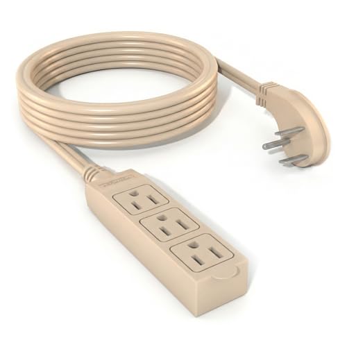 STANLEY CordMax Indoor Appliance Extension Cord 9 Ft Flexible Power Cable 3 Grounded Outlets 16/3 AWG Cable 125V/13A 1625W Beige for Indoor Use