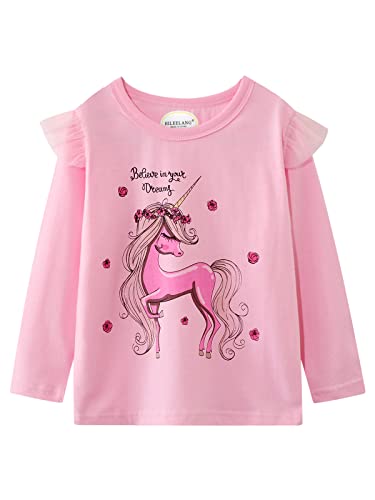 Image of Girl Long Sleeve Shirts Christams Tops Tees Cotton Casual Stripe Crewneck Graphic Jersey Tunic T-Shirts 3 Packs Sets