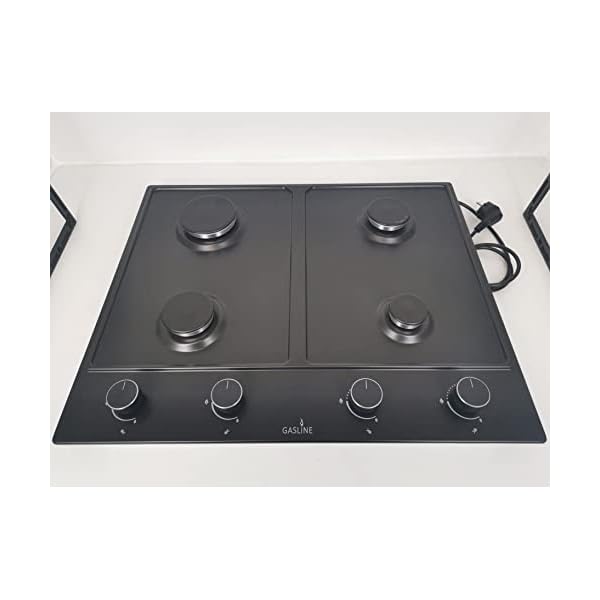 Gasline Einbau Gaskochfeld,4 flammig, Gasherd, GAG60INB Schwarz Matt, Sabaf-Brenner, Erdgas/Propangas, Elektrische 1-Handzündung, Thermoelektrische Zündsicherung – Bild 6